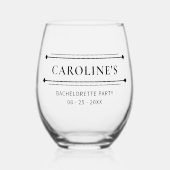 Verre À Vin Sans Pied Bachelorette de mariée moderne personnalisée Date  (Recto)