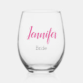 Verre À Vin Sans Pied Bachelorette de script moderne rose personnalisé (Recto)