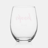 Verre À Vin Sans Pied Bachelorette de script moderne rose personnalisé (Verso)