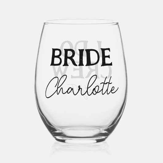 Verre À Vin Sans Pied Bachelorette Fête Mariée À Être Nom (Recto)