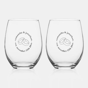 Verre À Vin Sans Pied Bagues de Mariage interconnectées mignonnes - Mari