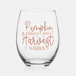 Verre À Vin Sans Pied Baisers citrouilles et souhaits de récolte