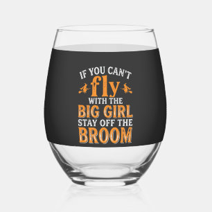 Verre À Vin Sans Pied Balai de Grande Fille Citation de Sorcière Hallowe