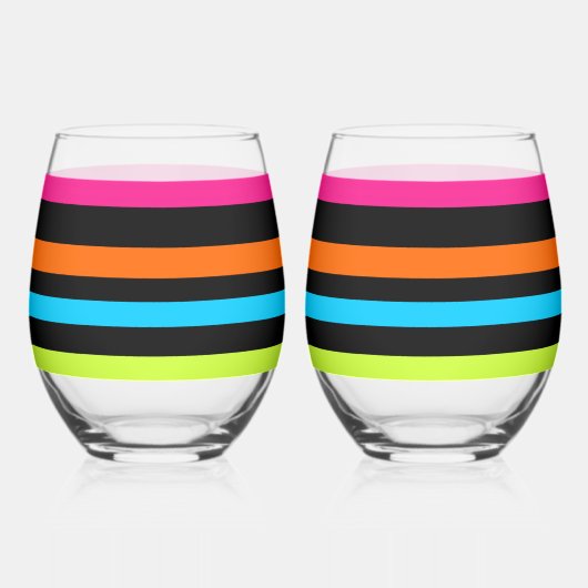 Verre À Vin Sans Pied Bandes de néon (Recto)