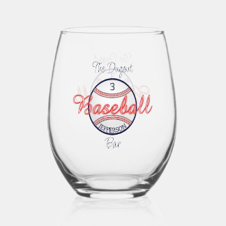 Verre À Vin Sans Pied Baseball Sports Verre sans pierre Verre Verre Verr