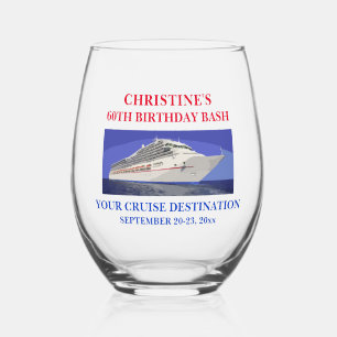 Verre À Vin Sans Pied Bateau de croisière Anniversaire Voyage Favoriser