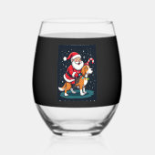 Verre À Vin Sans Pied Beagle Xmas Éclairage Père Noël équitation Beagle (Recto)