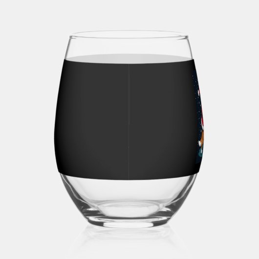 Verre À Vin Sans Pied Beagle Xmas Éclairage Père Noël équitation Beagle (Droite)