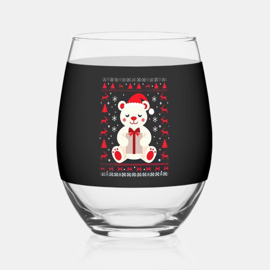 Verre À Vin Sans Pied Bear Christmas Christmas (1) (Recto)