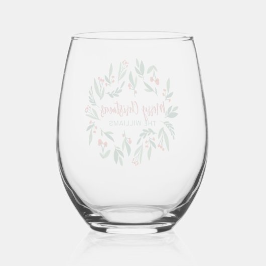 Verre À Vin Sans Pied Beau Red Green Holly Berry Custom Christmas (Verso)