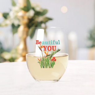 Verre À Vin Sans Pied Beauté Be You Monogram Orange Garden Floral