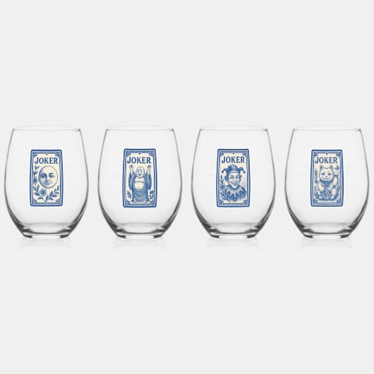 Verre À Vin Sans Pied Beautiful Mahjong Joker Wine Glasses (Recto)