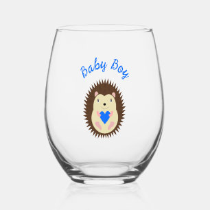 Verre À Vin Sans Pied Bébé Garçon Cœur Hérisson Personnalisé