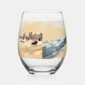 Verre À Vin Sans Pied Belle côte de mer en peinture à l'huile (Gauche)