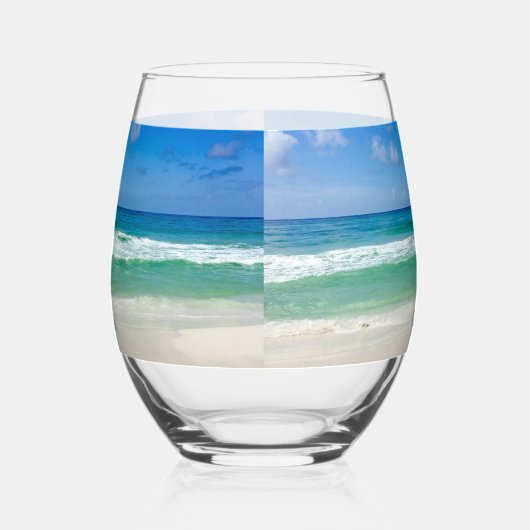 Verre À Vin Sans Pied Belle maison de plage Custom Ocean Photographie (Gauche)
