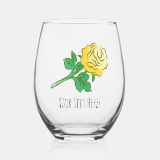 Verre À Vin Sans Pied Belle Rose Jaune
