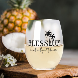 Verre À Vin Sans Pied Bénis Sois-Toi ! Thème jamaïcain Verre sans pierre