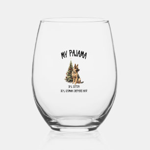 Verre À Vin Sans Pied berger allemand & Noël, Drôle Chien Design pour