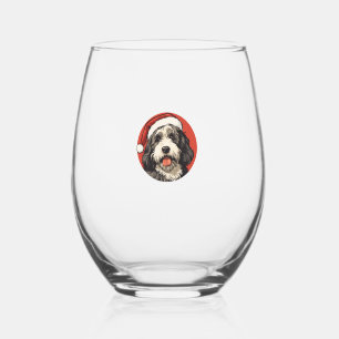 Verre À Vin Sans Pied Bernedoodle Chien Xmas Doodle Dood Jolie Noël Soit