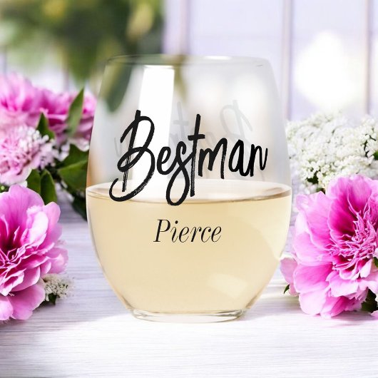 Verre À Vin Sans Pied Bestman Black White Mariage