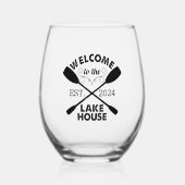 Verre À Vin Sans Pied Bienvenue à Lake House (Recto)