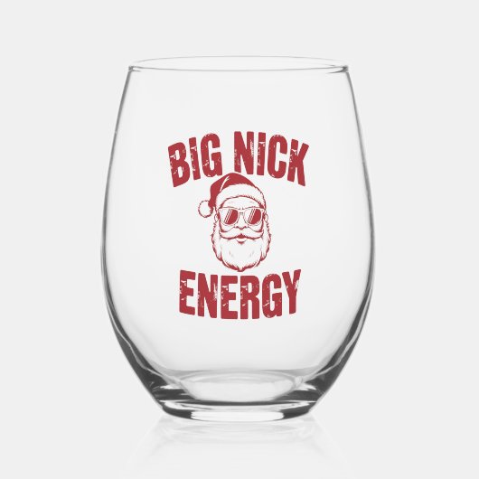 Verre À Vin Sans Pied Big Nick Energy Funny Père Noël Rude Christmas Jok (Recto)