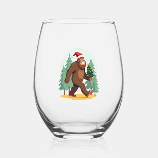 Verre À Vin Sans Pied Bigfoot Christmas Tree Santa Hat (1) (Recto)