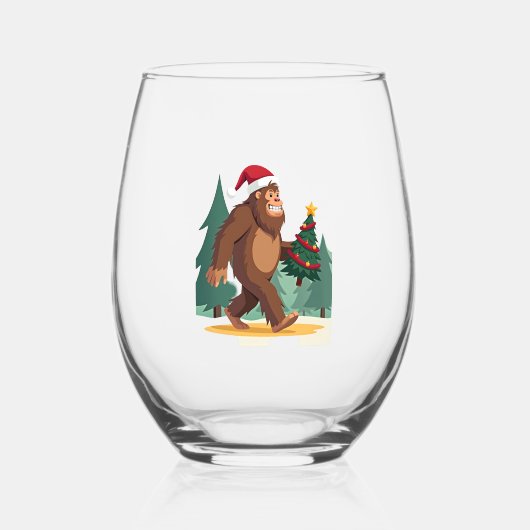 Verre À Vin Sans Pied Bigfoot Christmas Tree Santa Hat (2) (Recto)