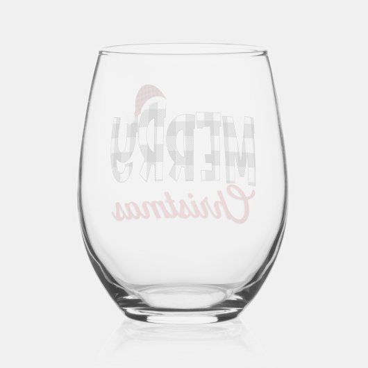 Verre À Vin Sans Pied Bison Mignonne Et Branché Plaid Joyeux Noël (Verso)