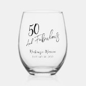 Verre À Vin Sans Pied Black Fifty and Fabulous Script Birthday Party (Recto)