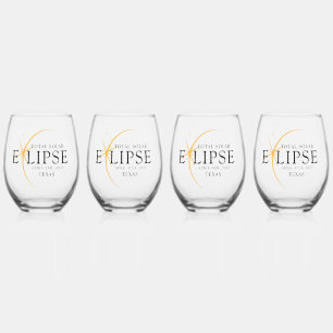 Verre À Vin Sans Pied Black & Gold 2024 Texas Total Solar Eclipse