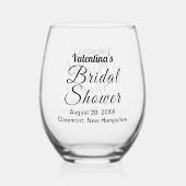Verre À Vin Sans Pied Black Typography Bridal Shower Wine Glass (Recto)