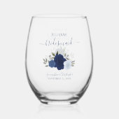 Verre À Vin Sans Pied Bleu Boho Rose servante d'honneur (Recto)