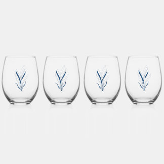Verre À Vin Sans Pied Bleu Botanique | Minimaliste Côté