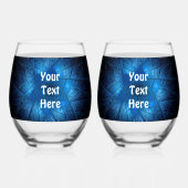 Verre À Vin Sans Pied Bleu brillant Shalom sur étoile gravée de David (Verso)