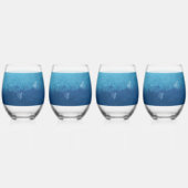 Verre À Vin Sans Pied Blue Ocean Beach Mariage Noms personnalisés (Dos)