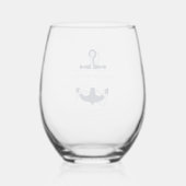 Verre À Vin Sans Pied Blue Wave Ancre Mariage V2 Navy ID836 (Verso)