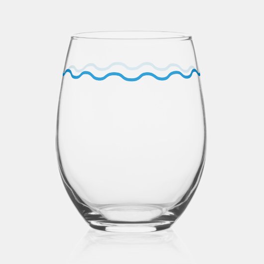 Verre À Vin Sans Pied Blue Wavy Retro (Recto)