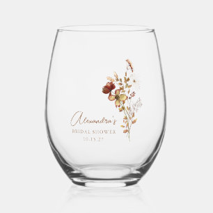 Verre À Vin Sans Pied Boho Personnalisé Nature Terreuse Botanique Baby S