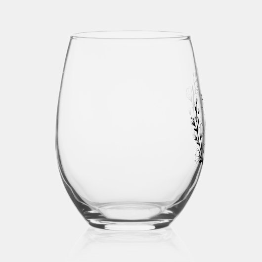 Verre À Vin Sans Pied Boho Rustique Floral Monogramme Initiales Mariage (Droite)