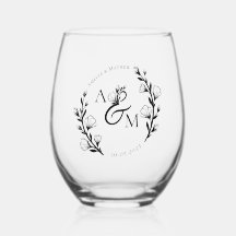 Boho Rustique Floral Monogrammed Initiales Mariage