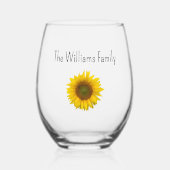 Verre À Vin Sans Pied Boho Sunflower Botanical Summer Nom de famille (Recto)