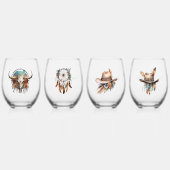 Verre À Vin Sans Pied Boho Vive Longue Vie Cowgirls Vins Stemless Lunett (Recto)