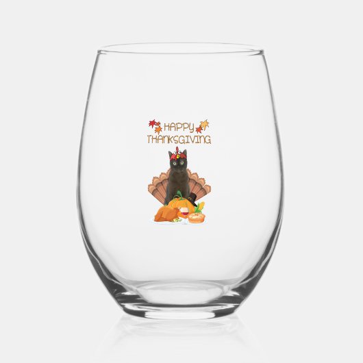Verre À Vin Sans Pied Bon thanksgiving Jour Chat Birman Cadeau Chat Funn (Recto)