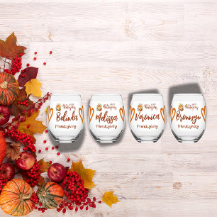 Verre À Vin Sans Pied Bon thanksgiving, Monogramme d'action amicale