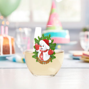 Verre À Vin Sans Pied Bonhomme de neige bébé avec ornement de flocons de