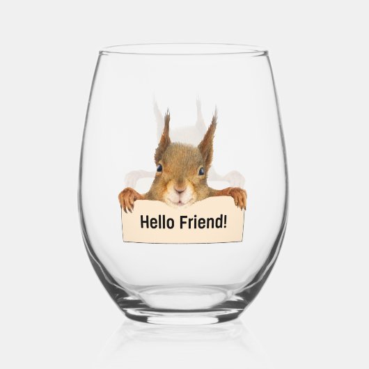 Verre À Vin Sans Pied Bonjour ami Funny Squirrel (Recto)