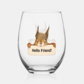Verre À Vin Sans Pied Bonjour ami Funny Squirrel (Verso)
