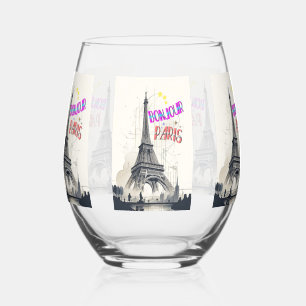 Verre À Vin Sans Pied Bonjour Paris coloré