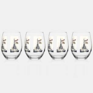 Verre À Vin Sans Pied Bonjour Skyline Marathon Paris